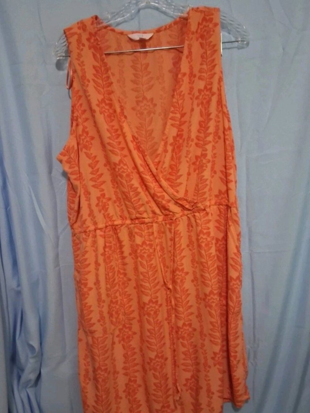 Womans Sz XLarge 16-18 Orange Sleeveless Summer Dress